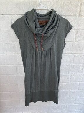 Naketano Short Sleeve Heather Gray Cowl Neck Tunic Sweatshirt sz XS